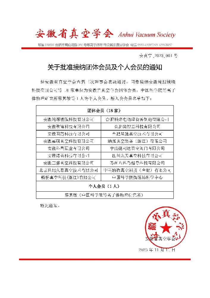 关于批准接纳团体会员及个人会员的通知